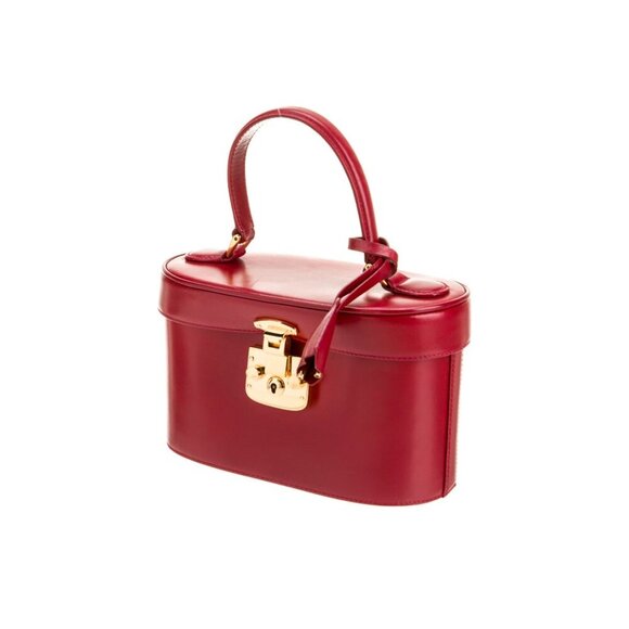 Gucci Red Autre Marque Leather Lady Lock Vintage Handbag Vanity Tote - Picture 3 of 11